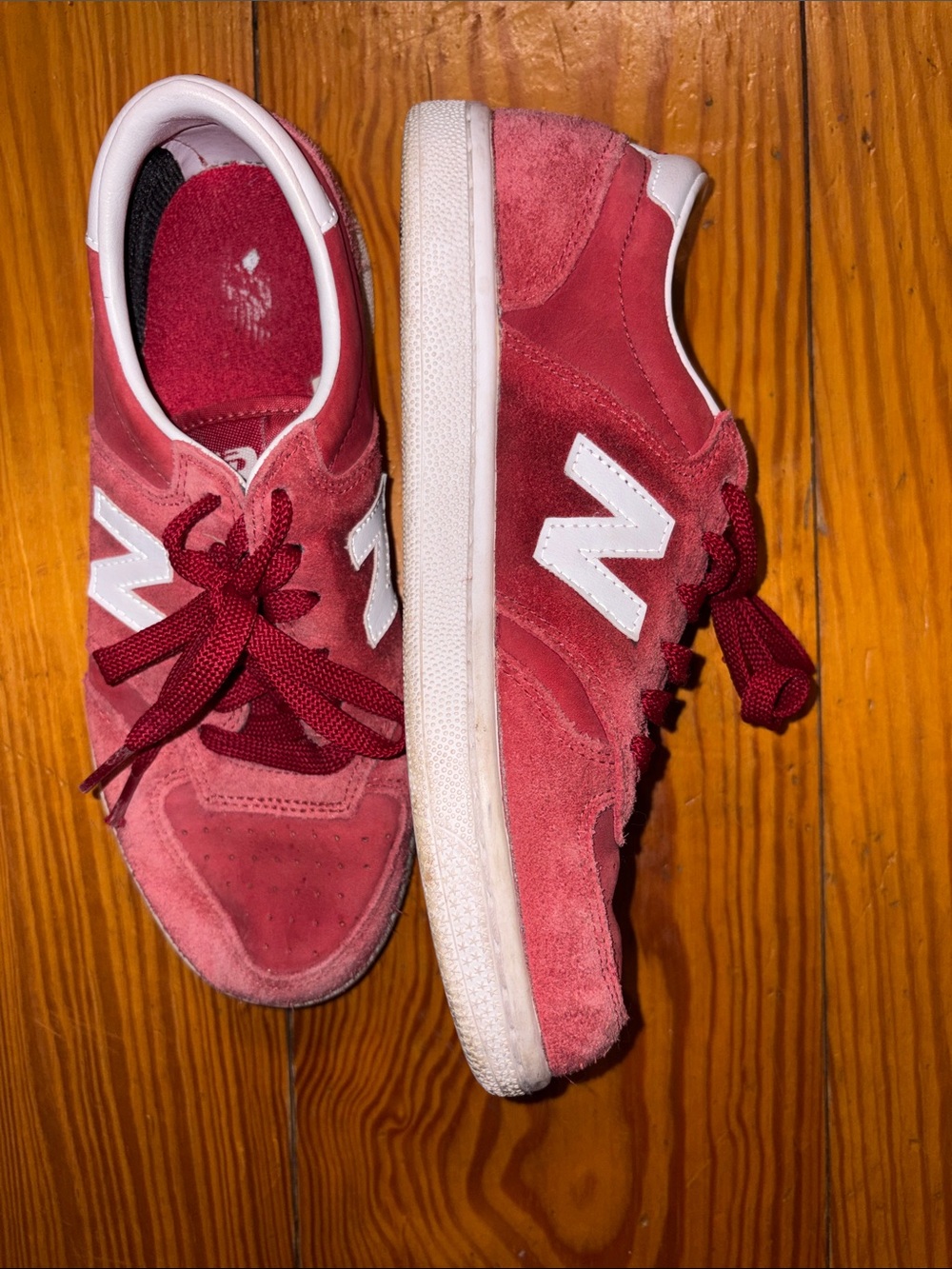 New Balance Red/Pink Suede Low-Top Sneakers